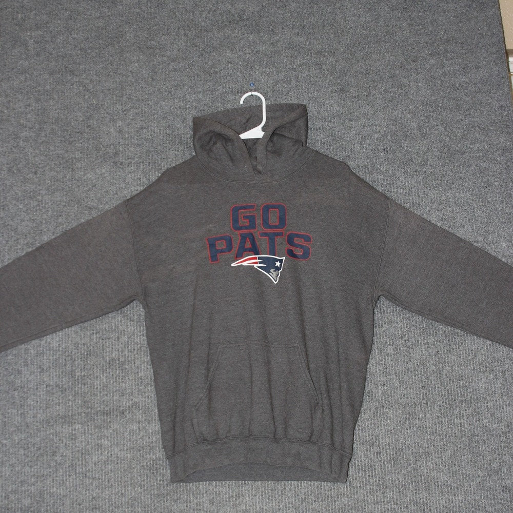 New England Patriots NFL Hoodie‎ Mens M Dark Gray GO PATS Team Apparel Sports